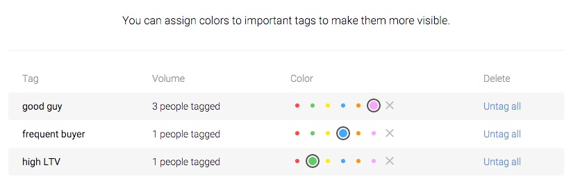 Tag colors in settings