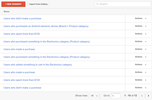 Enhanced Ecommerce Analytics Segments