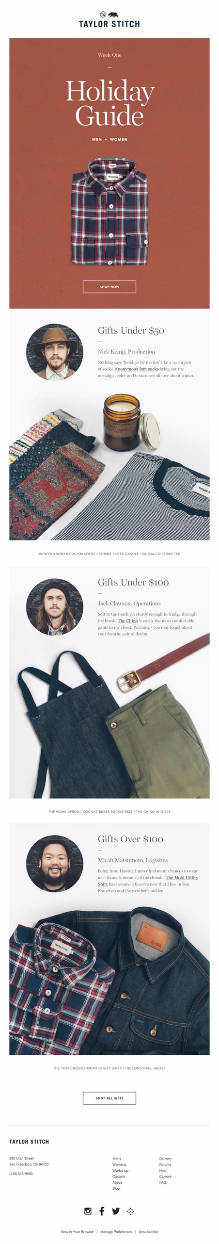 Gift Guide Email Marketing Example
