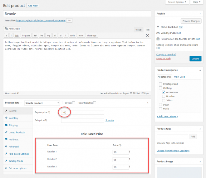 Role Based Pricing Individual Product