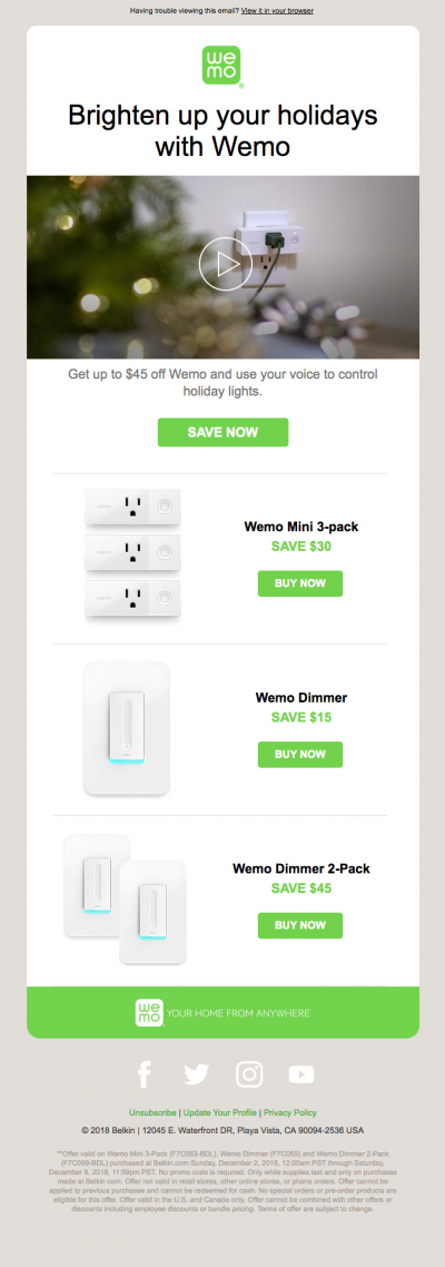 Holiday Savings Up To 45 Off Wemo