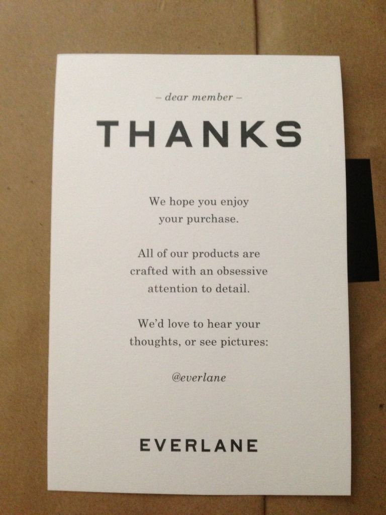 Everlane Thank You Note