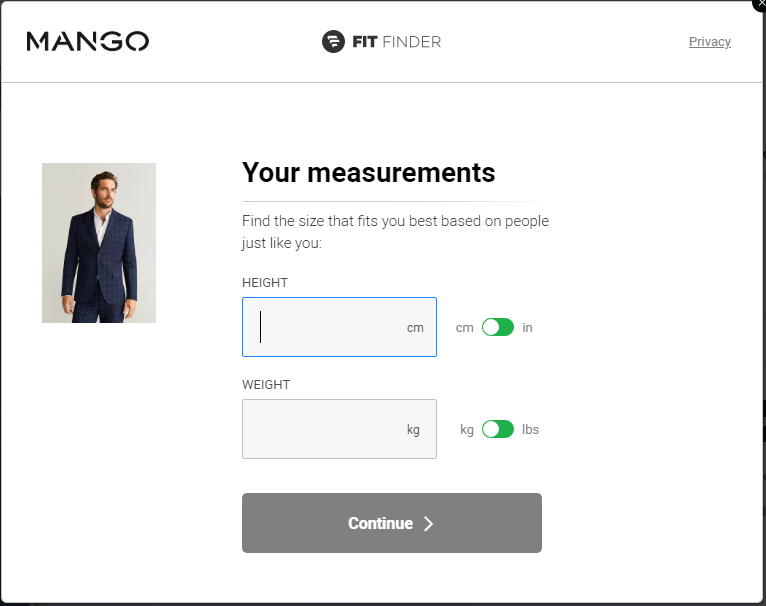 Fit Finder Tool Mango