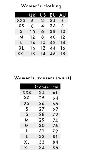 Wolf&badger Size Charts