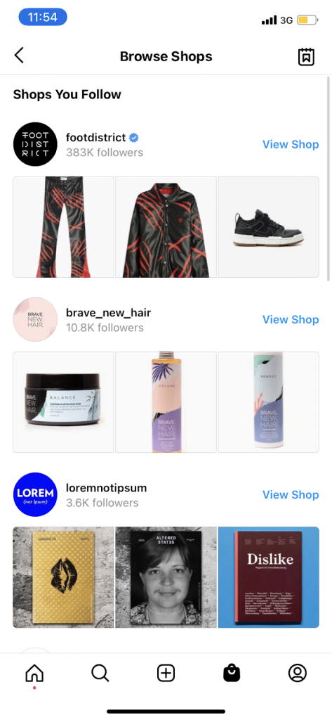 Browse Shops Instagram